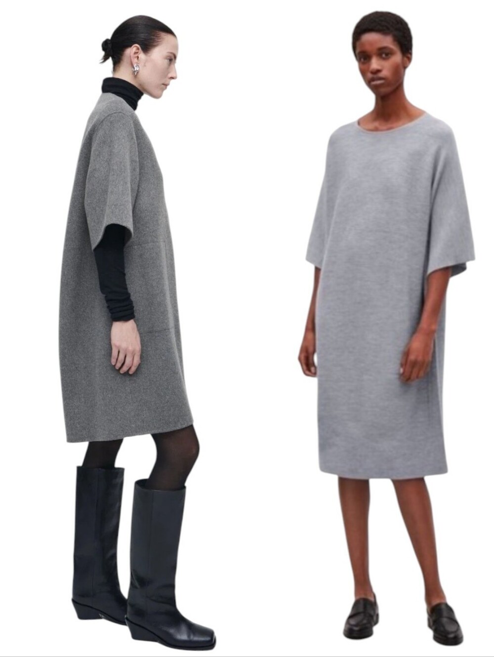 Cos 💯 Wool Knit Relaxed Fit Dress Light Grey